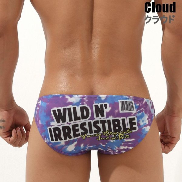 画像2: メンズビキニ ビキニブリーフ ローライズ プリント アメカジ 速乾 ビキニ男性下着セビン Seobean (2)