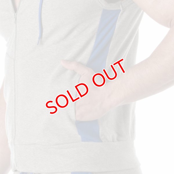 画像13: TOF Paris【TOFパリ】メンズ フート付きスウェット ノースリーブ スポーツウェア カジュアルウェア ZIPPED SLEEVELESS HOODIE (13)