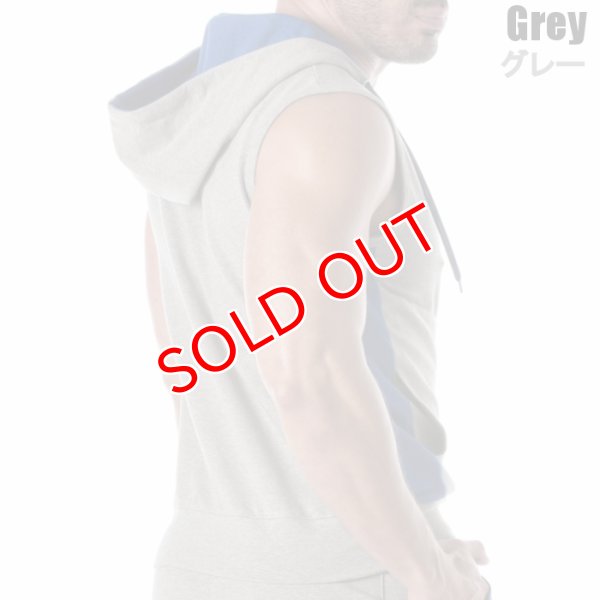 画像6: TOF Paris【TOFパリ】メンズ フート付きスウェット ノースリーブ スポーツウェア カジュアルウェア ZIPPED SLEEVELESS HOODIE (6)