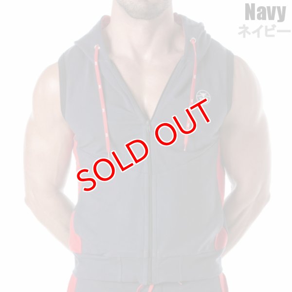 画像7: TOF Paris【TOFパリ】メンズ フート付きスウェット ノースリーブ スポーツウェア カジュアルウェア ZIPPED SLEEVELESS HOODIE (7)