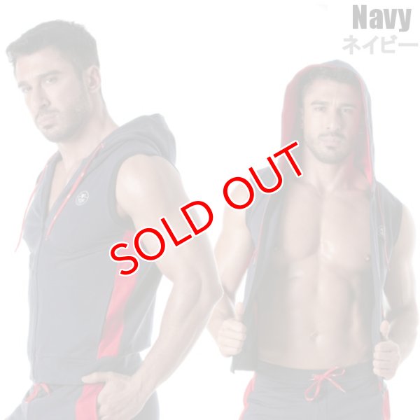 画像8: TOF Paris【TOFパリ】メンズ フート付きスウェット ノースリーブ スポーツウェア カジュアルウェア ZIPPED SLEEVELESS HOODIE (8)