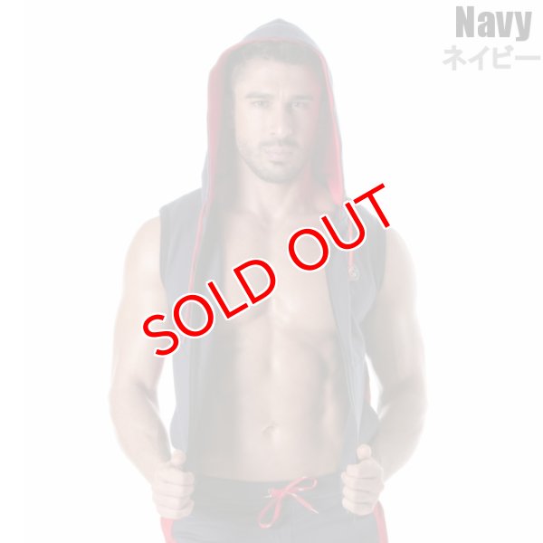 画像10: TOF Paris【TOFパリ】メンズ フート付きスウェット ノースリーブ スポーツウェア カジュアルウェア ZIPPED SLEEVELESS HOODIE (10)