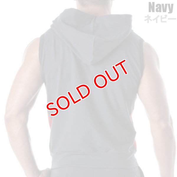 画像11: TOF Paris【TOFパリ】メンズ フート付きスウェット ノースリーブ スポーツウェア カジュアルウェア ZIPPED SLEEVELESS HOODIE (11)
