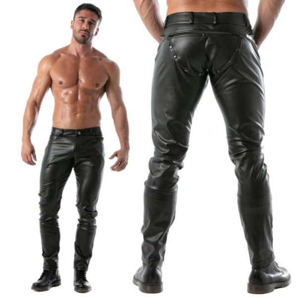 画像5: TOF Paris【TOFパリ】メンズ 合皮レザー風パンツ タイトフィット フランス製 フェチ TOF Paris KINKY バック全開パンツ (5)
