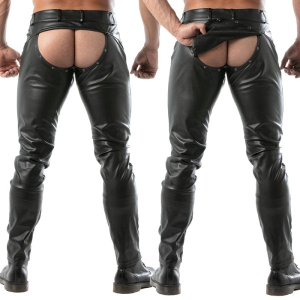 画像7: TOF Paris【TOFパリ】メンズ 合皮レザー風パンツ タイトフィット フランス製 フェチ TOF Paris KINKY バック全開パンツ (7)