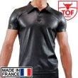 画像1: TOF Paris【TOFパリ】メンズ フェティッシュ フェイクレザーポロシャツ フェチ FETISH POLO (1)