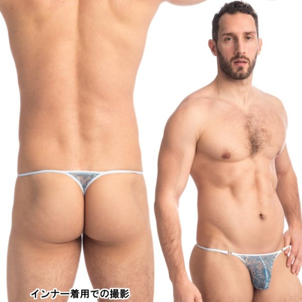 画像2: L'Homme Invisible【ロームアンヴィジーブル】男性用 レース メッシュ Tバック Gストリング Icy Tropics (2)