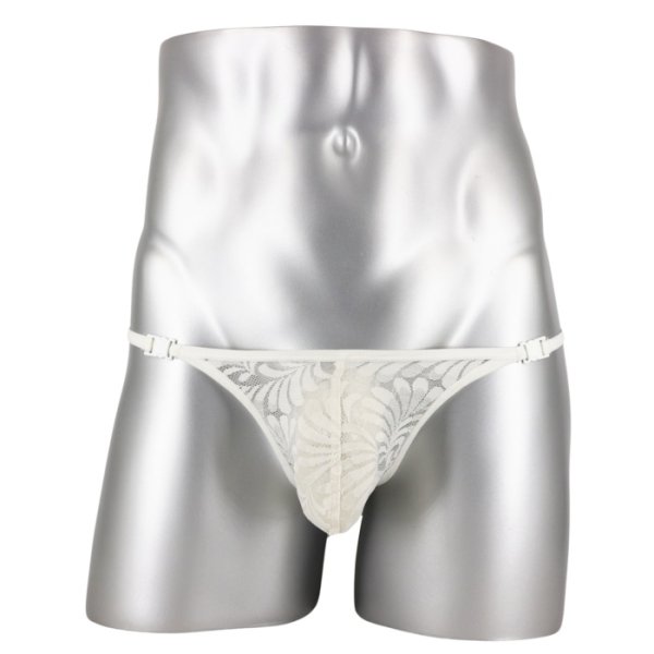 画像3: L'Homme Invisible【ロームアンヴィジーブル】 メンズTバック 男性用Tバック 男性Gストリング G-string Plume d'Argent レース メッシュ Tバック 男性下着 (3)