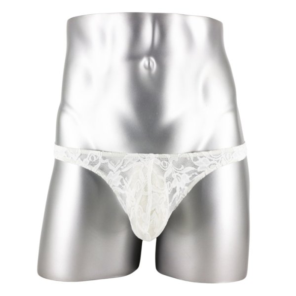 画像4: L'Homme Invisible【ロームアンヴィジーブル】 メンズTバック 男性用Tバック 男性Gストリング G-string White Lotus レース メッシュ Tバック 男性下着 (4)