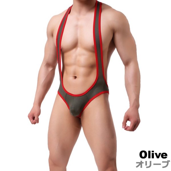 画像7: 男性シングレット Oバック メンズ一体型ボディスーツ メッシュ生地 セクシースーツ ルームウェア  メンズランジェリー 男性下着 (7)